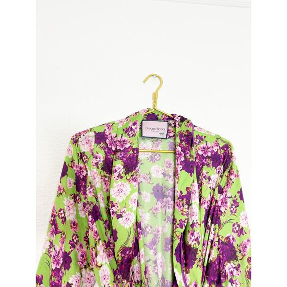 Giovanna Nicolai Silk Floral Wrap Top Size 44 Medium Purple Green Floral Chic - Picture 4 of 12